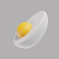 Sunny Side Up Fried Egg with Yellow Yolk and White Albumen on Simple Gray Background