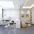 Modern Dental Clinic Interior With White Walls Wooden Cabinets And Treatment Chair