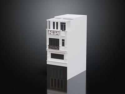 Modern Detached Villa With White Exterior Multi Story Balconies And Windows 3d model