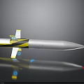 White And Yellow Space Rocket With Yellow Fins Red Nose Cone And Blue Details