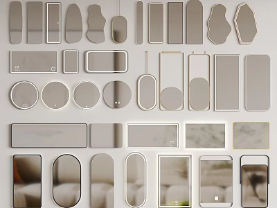 Decorative Wall Mirrors in Various Shapes and Modern Designs for Home Interior 3d model