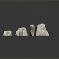 White Stones With Different Sizes Shapes And Polygonal Texture On Black Smooth Surface With Reflections 3d model