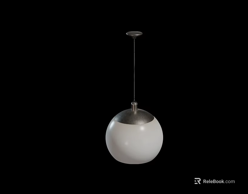 Modern White Spherical Pendant Light With Silver Top For Contemporary Interior Design 3d model