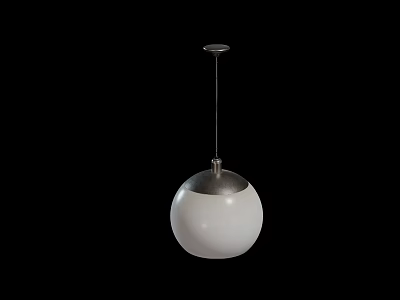 Modern White Spherical Pendant Light With Silver Top For Contemporary Interior Design 3d model