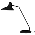 Modern Black Desk Lamp With Curved Arm Adjustable Sleek Conical Shade Design