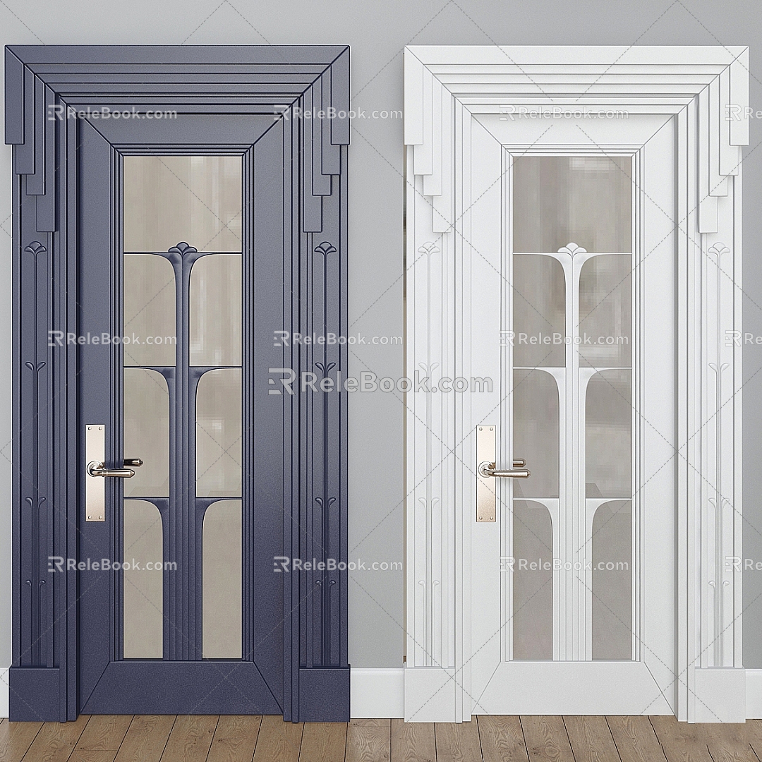 French door European-style single door 3d model