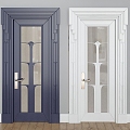 French door European-style single door 3d model