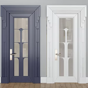 French door European-style single door 3d model