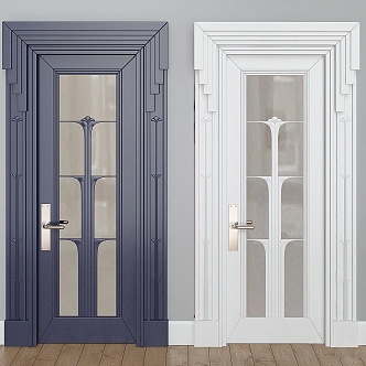 French door European-style single door 3d model