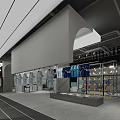 Adidas Clothing Store Industrial Style Gray Ceiling With Colorful Apparel Shoe Racks And Display Tables