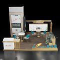 Modern Exhibition Booth Design For Country Garden With Reception Desk Tables And Display Board