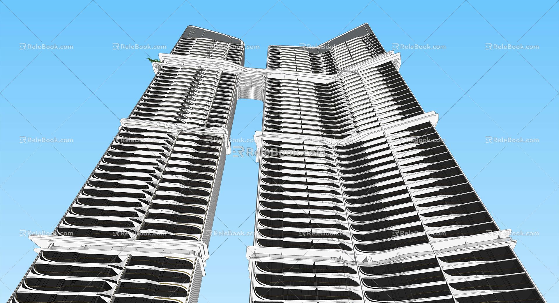 Modern Residential Building Super High-rise Stream Residential Building 3d model