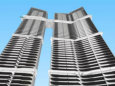 Modern Twin Skyscrapers With Glass Facade And High Rise Architectural Design 3d model