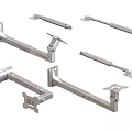 Various Metal Support Brackets And Hardware Components For Installation Use 3d model