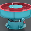 Industrial Vibratory Polishing Equipment With Blue Body Red Rim And Spring Base