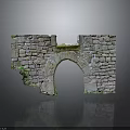 Ancient Stone Archway With Partial Moss Covered Broken Walls