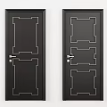 Black Swing Doors Featuring Golden Geometric Patterns For Modern Interior Design