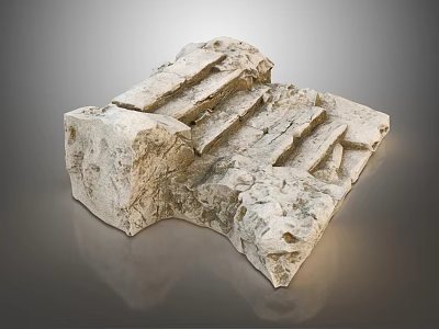 Natural Stone Stairs With Irregular Shape And Rough Textured Surface Design 3d model