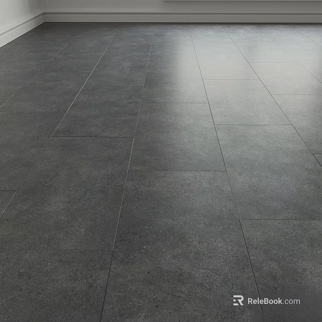 Gray Polished Tile Floor With Sleek Surface In Modern Interior Space 3d model