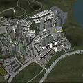 Aerial Planning of Modern Urban Development with High Rise Buildings Green Spaces and Waterfront