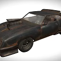 Rusty Vintage Muscle Car Modified With Hood Mounted Supercharger And Worn Exterior Design