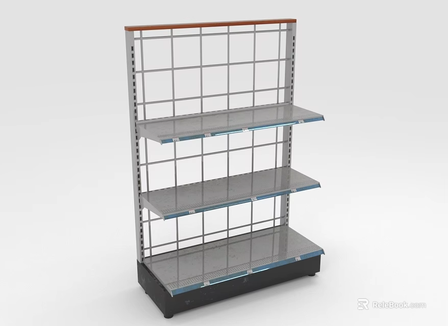 Modern Retail Display Shelf With Metal Frame Multiple Transparent Glass Shelves 3d model 