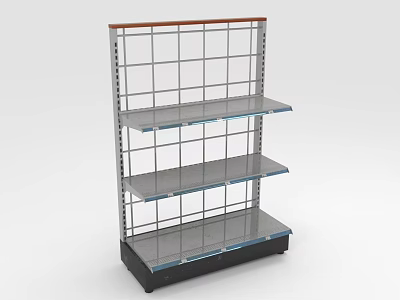 Modern Retail Display Shelf With Metal Frame Multiple Transparent Glass Shelves 3d model