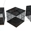 Vintage Metal Decorative Ornament Set With Hollow Out Cage Design And Distressed Finish