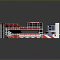Multi Tiered Sports Stadium Architecture with Red Seats Green Turf and Solar Panel Roof