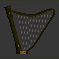 Golden Harp With Strings And Stable Base For Musical Performance 3d model