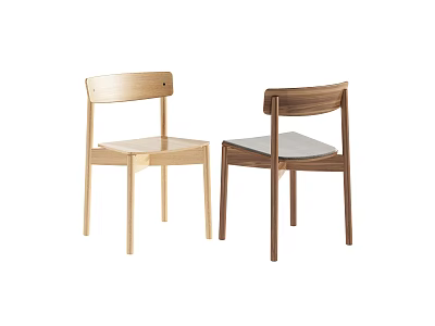 Elegant Modern Wooden Dining Chairs With Minimalist Backrest And Comfortable Seat Design 3d model