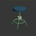 Blue Padded Swivel Bar Stool With Silver Metal Frame And Casters