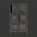 Vintage Metal Locker With Six Doors And Industrial Ventilation Slots Design