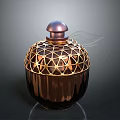 Elegant Luxury Perfume Bottle Featuring Gold Geometric Lattice And Shiny Dark Brown Body