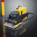 Yellow Industrial Equipment Q-10 Label with Metal Base and Support Pole