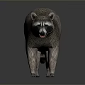 Lifelike 3D Raccoon Model With Open Mouth Standing On Gray Background
