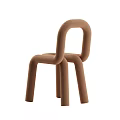 Brown Knitted Single Chair With Curved Armrests And Modern Minimalist Design
