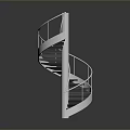 Sleek Modern Spiral Staircase Featuring Metal Structure And Curved Handrail