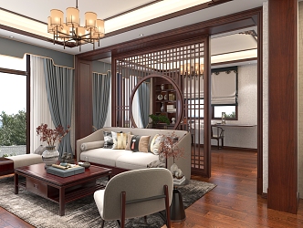 Chinese Living Room Villa Living Room 3d model