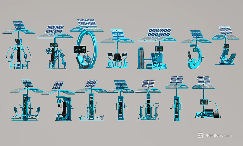 Outdoor Sports Equipment With Solar Panels For Energy Efficient Fitness Workouts 3d model 
