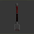 Decorative Metallic Hammer With Silver Head Red Spiral Handle Silver Ball Top And Carved Patterns