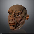 3D Character Head Model With Wrinkled Skin Green Eyes And Red Lips