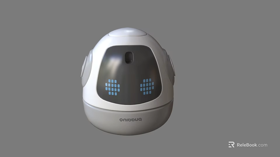 Smart Robot With White Design Blue Dot Matrix Display And AI Assistant Features 3d model