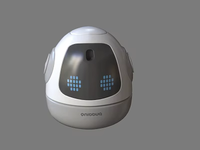 Smart Robot With White Design Blue Dot Matrix Display And AI Assistant Features 3d model