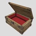 Open Wooden Storage Box for Hardware Tools with Red Diamond Lining and Metal Clasps