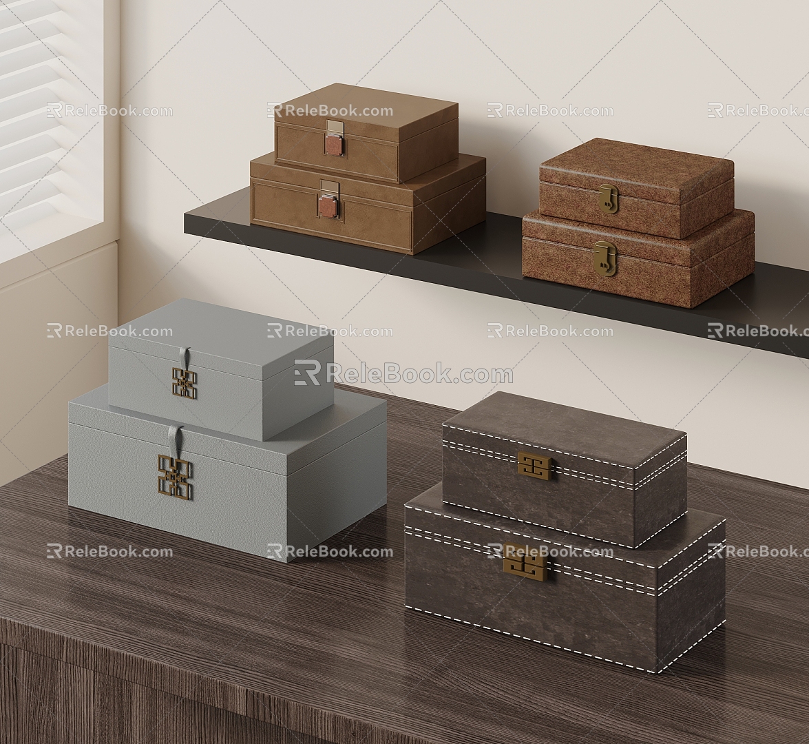 French retro style gift box tea box packaging box storage box 3d model