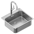 Stainless Steel Kitchen Sink With Modern Faucet And Square Design For Home Kitchen Use