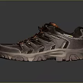 Dark Gray Hiking Shoes With Brown Laces And Thick Outdoor Rubber Sole