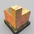 Red Brick Square Stove With Chimney Practical Design For Household Living Supplies