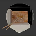 Shanghai Themed Tableware Set With Takeout Box Chopsticks And Red Pagoda Design
